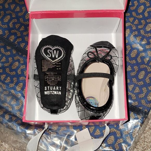 New My First Stuart Weitzmans Baby Chippy 2 SlipOn Soft Bottom Crib Shoes Size 4 - Picture 7 of 9